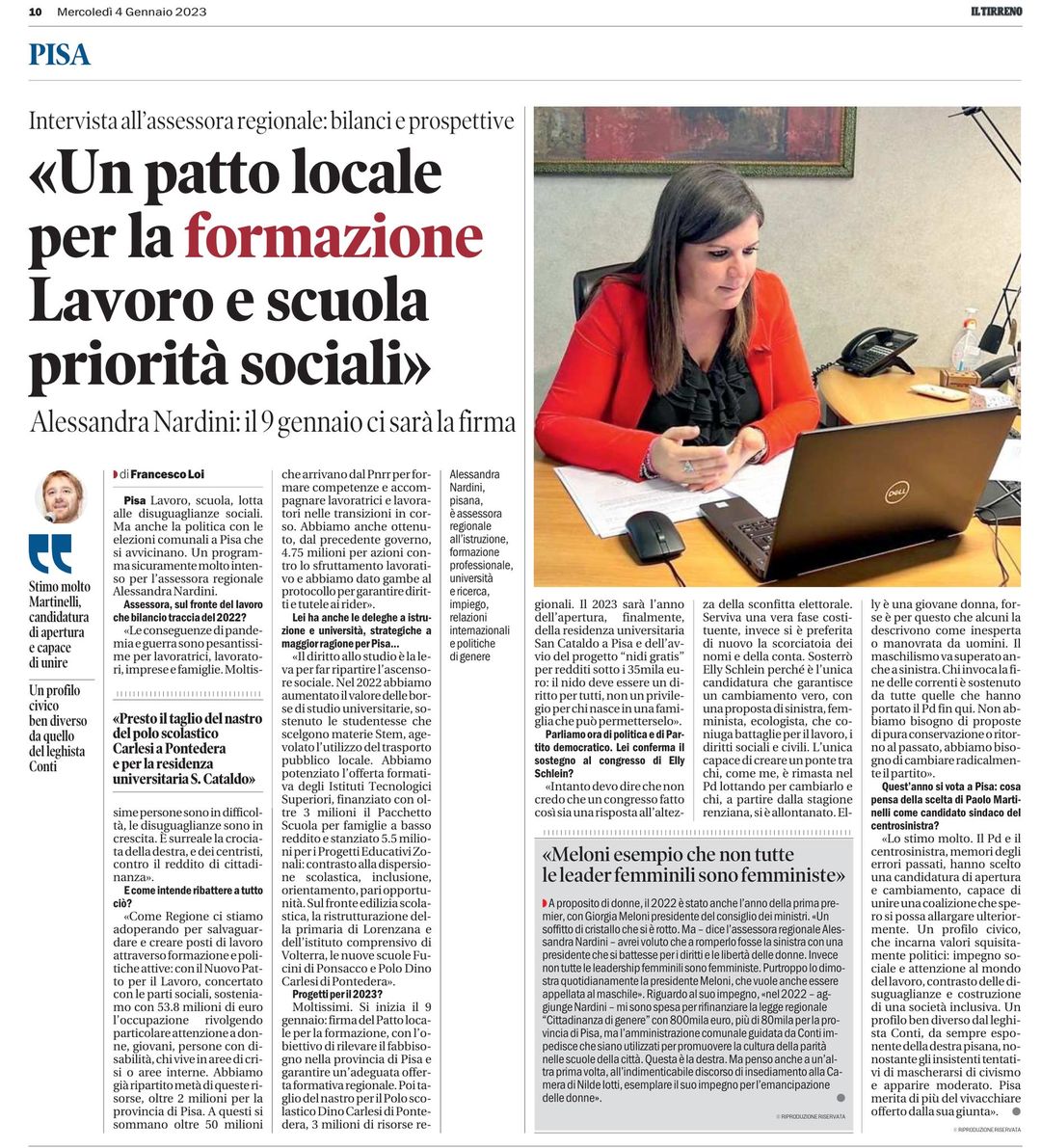 INTERVISTA A IL TIRRENO: FORMAZIONE LAVORO-SCUOLA